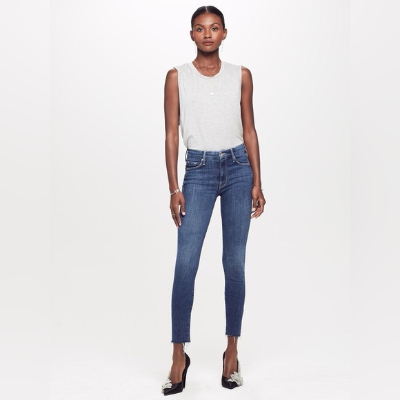 MOTHER Looker Ankle Fray Girl Crush Blue Size 26 - Picture 9 of 9